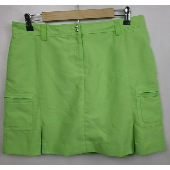 Izod Pants - IZOD XFG Womens Athletic Golf Skort Size 10 Lime Green Slit Pockets Activewear